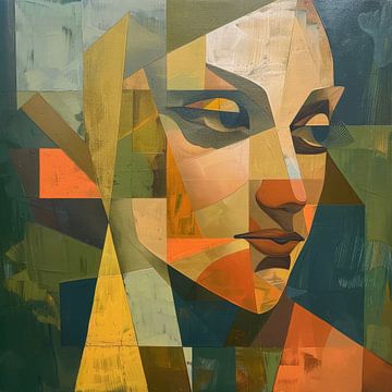 Abstract portret van een vrouw van Poster Art Shop