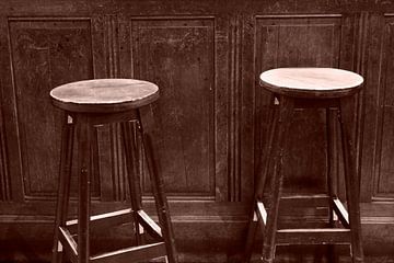 Portrait of two empty bar stools by Jan Van Bizar