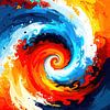 Tourbillon de contrastes abstraits : Des courants de couleurs chaudes et froides s'unissent en vagues fluides 1 de 3 sur AidasignArt