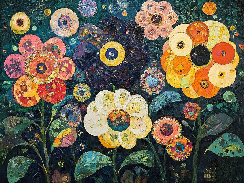 Lebendige Blumenkulisse von Wunderbare Kunst