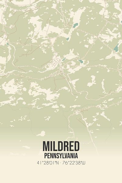 Carte ancienne de Mildred (Pennsylvanie), USA. par Affiches de lieux