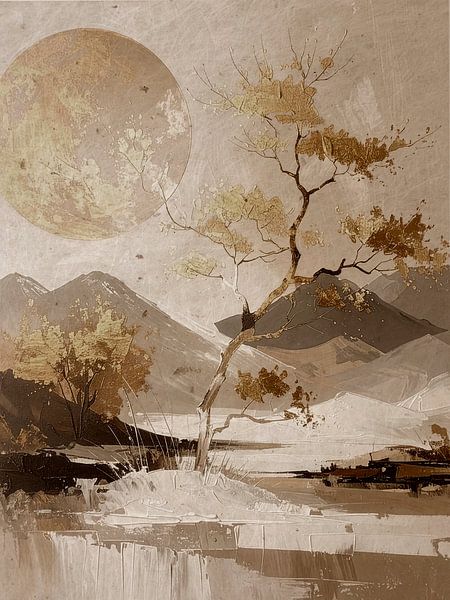 Art japonais. Paysage de montagne japonais atmosphérique par Studio Pieternel