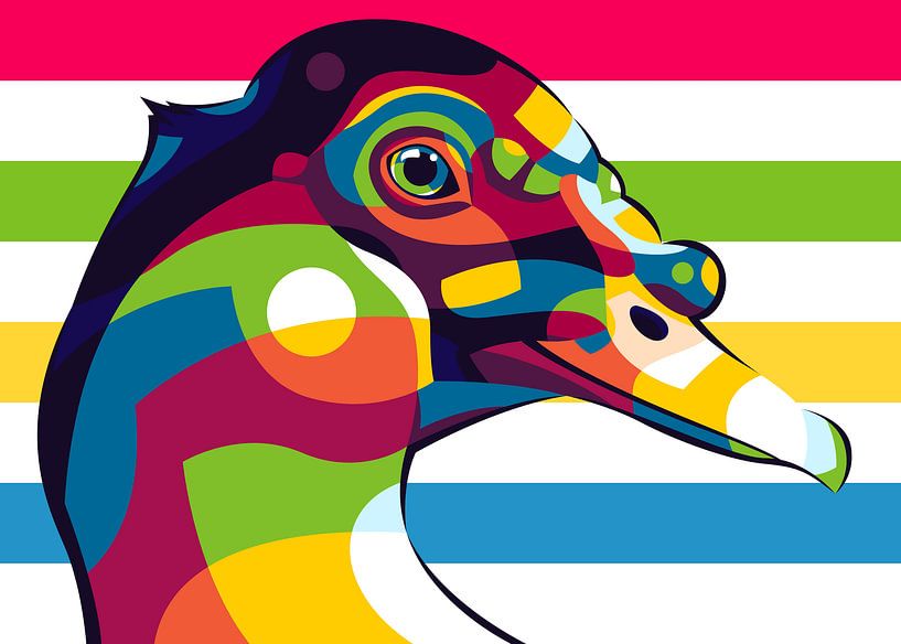 De wilde eend in pop-artstijl van Lintang Wicaksono