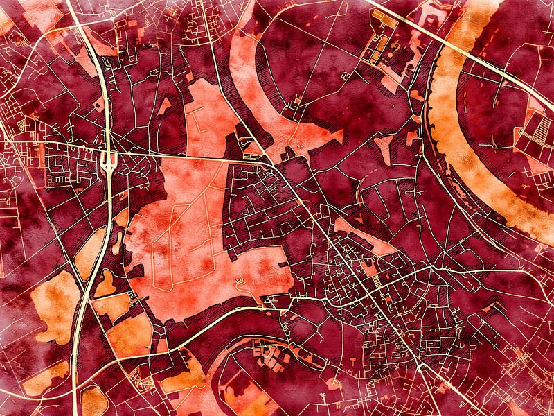 Carte de Meerbusch avec le style 'Amber Autumn' par Maporia