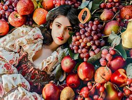 Woman with apples and grapes by ArtMomente