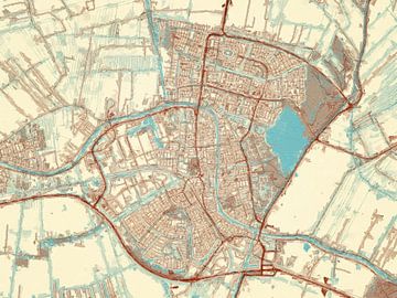Kaart van Alphen aan de Rijn in de stijl Blauw & Crème van Map Art Studio