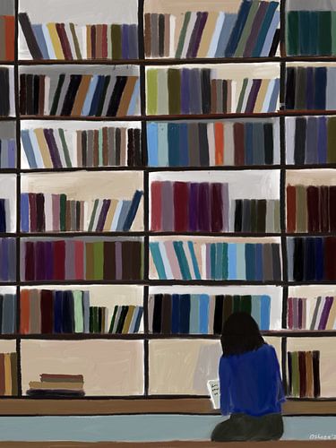 Lecture au calme à la bibliothèque
