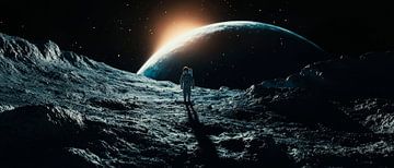 Astronaut verkent de maanhorizon van Poster Art Shop