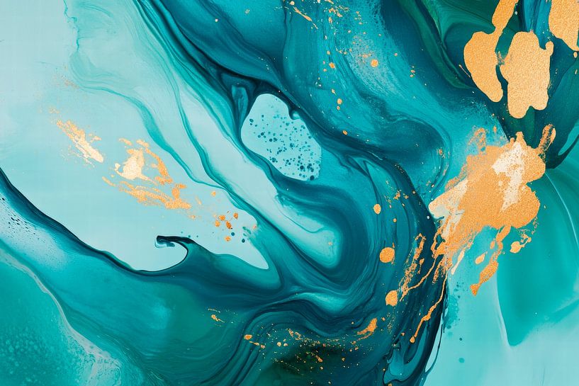 Abstract watercolour art with gold accents by Poster Art Shop