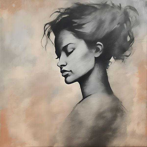 Vrouw Houtskool Pastel van FoXo Art