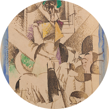 Albert Gleizes - De dame met de dieren, portret van Madame Raymond Duchamp Villon (1914)