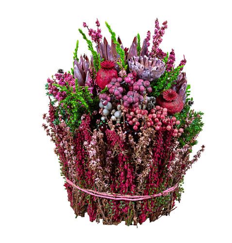 Herfstig bloemstuk op een witte achtergrond