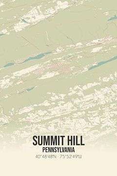 Vintage landkaart van Summit Hill (Pennsylvania), USA. van MijnStadsPoster