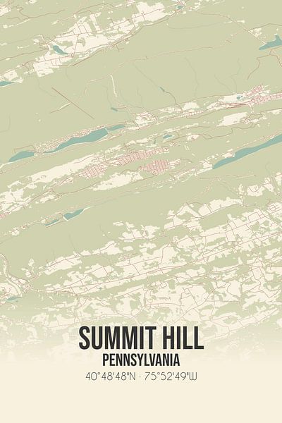 Carte ancienne de Summit Hill (Pennsylvanie), USA. par Affiches de lieux