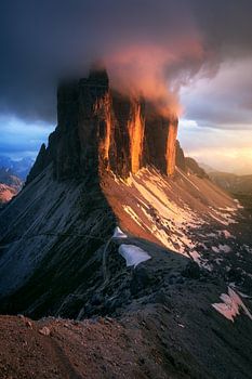Brennender Sonnenuntergang bei den Drei Zinnen