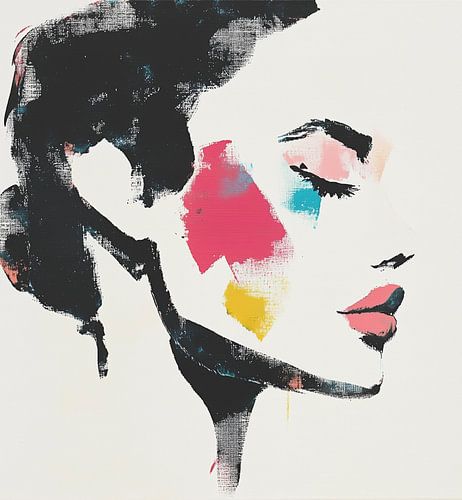 Profil féminin avec des accents vibrants