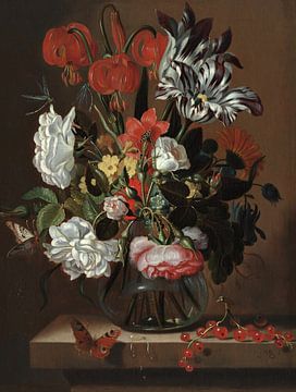 Flowers in a glass vase, Jacob Marrel