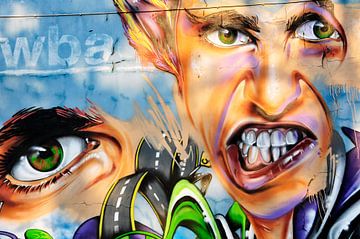 Triple Eye in Praag, graffiti kunstwerk van Ton Bijvank