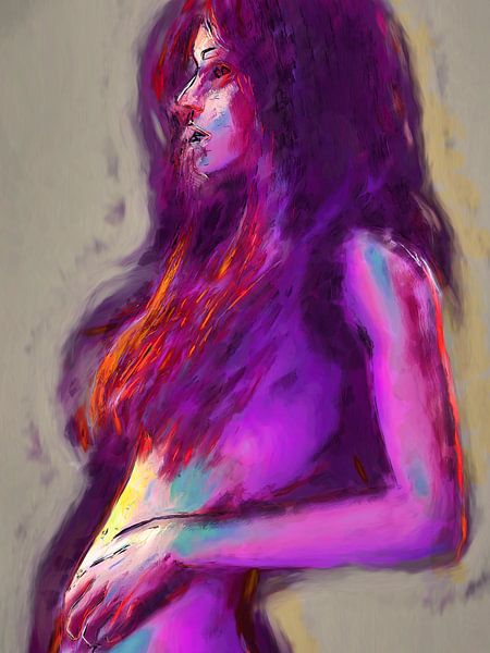 Colorful painted portrait of a woman