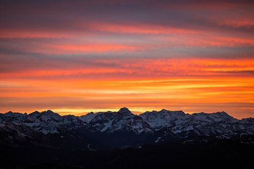 Sunset over Kleinwalsertal by Leo Schindzielorz