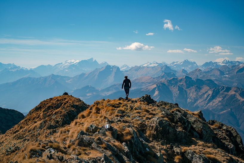 Hiker on Monte Limidario Gridone by Leo Schindzielorz