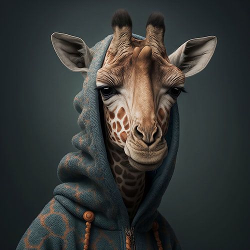 Giraffe met hoodie