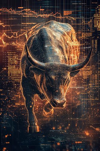 Stier in digitaal financieel ontwerp - Modern
