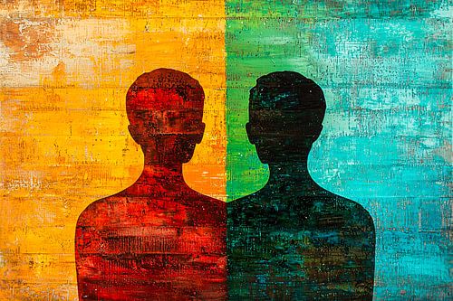 Kleurrijke silhouetten op abstracte achtergrond