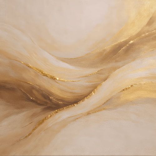 Golden Light Flow – A luxurious abstract painting in beige and gold