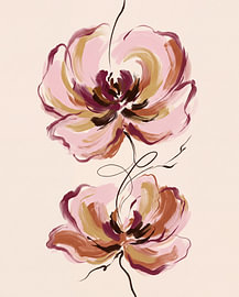 Abstrakte Blumen in Rosa und Ocker von Your unique art