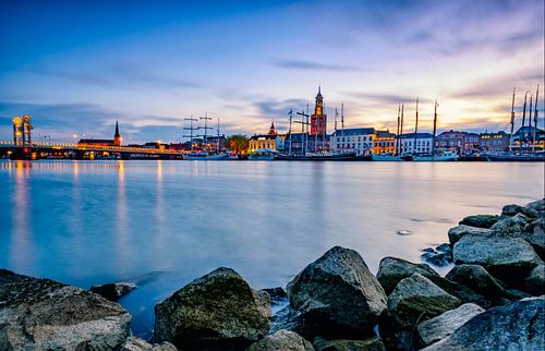 Der Stadt Kampen während eines Sonnenuntergangs