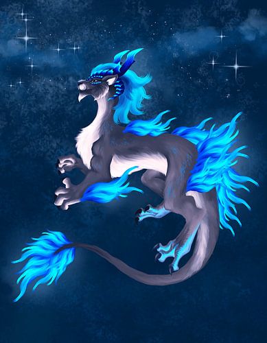 Lion in the starry night