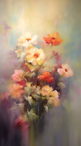 Pastel Boeket Schilderij