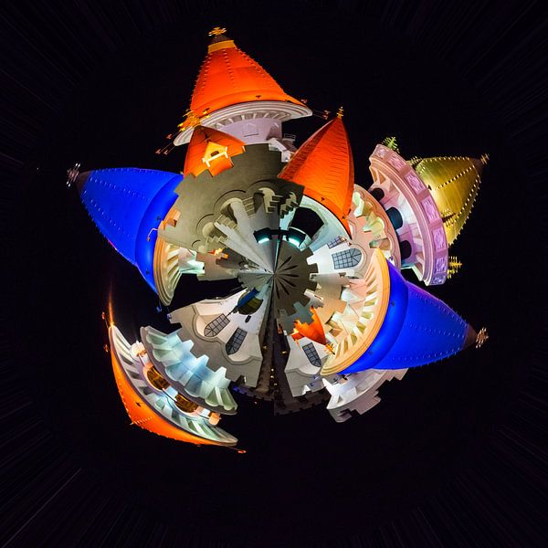 Fairytale Castle at night, planet composition by Rietje Bulthuis