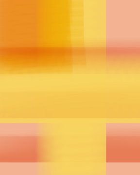 Abstracte kleurblokken in heldere pasteltinten. Zalm en geel. van Dina Dankers