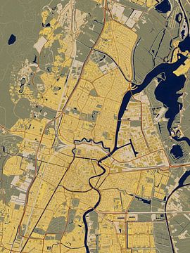 Kaart van Haarlem in de stijl van Gustav Klimt van Maporia