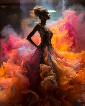 Ballerina in neon smoke van Studio Allee