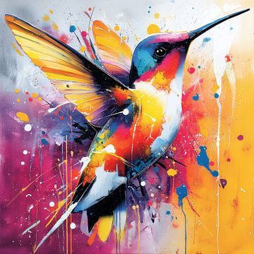 Kleurrijk kolibrie-schilderij van ARTemberaubend