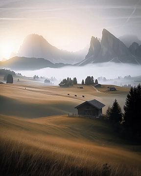 Alpenlandschap bij zonsopgang van fernlichtsicht