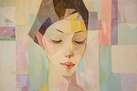 Woman in geometric shapes