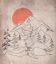Japandi Mountain Landscape Modern Grunge Abstract by FRESH Fine Art thumbnail