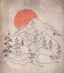 Japandi Berglandschap Modern Grunge Abstract