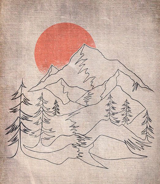 Japandi Mountain Landscape Modern Grunge Abstract by FRESH Fine Art