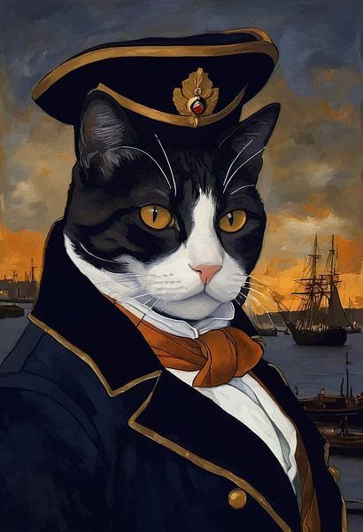 American Shorthair Cat in Napoleonic Era Portrait by MIROKKU