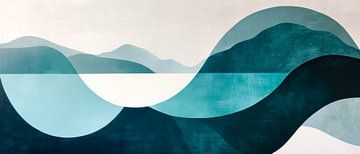 Blauwe golf landschap van Poster Art Shop