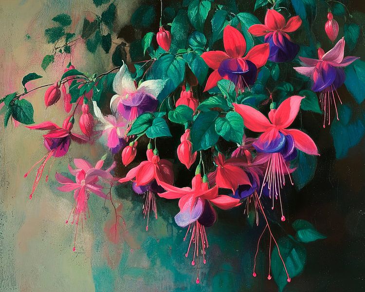 Flowering Fuchsia | Fuchsia Flower Painting by Eye catching paintings