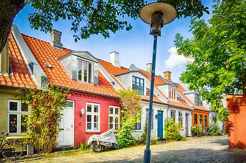 Kleurrijke huisjes in Møllestien