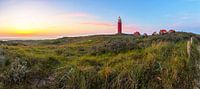 Panorama-Leuchtturm von Texel bei schönem Sonnenuntergang / Panoramafoto Texel-Leuchtturm
