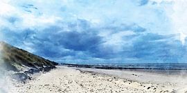 Zeeland beach with dark sky