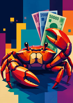 Money Crab – Colorful WPAP Crab Wall Art